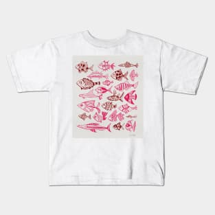 fish inkings pink gold Kids T-Shirt